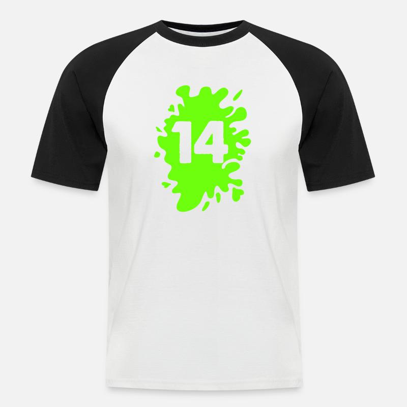 Klecks 14 - Männer Baseball-T-Shirt - Weiß/Schwarz