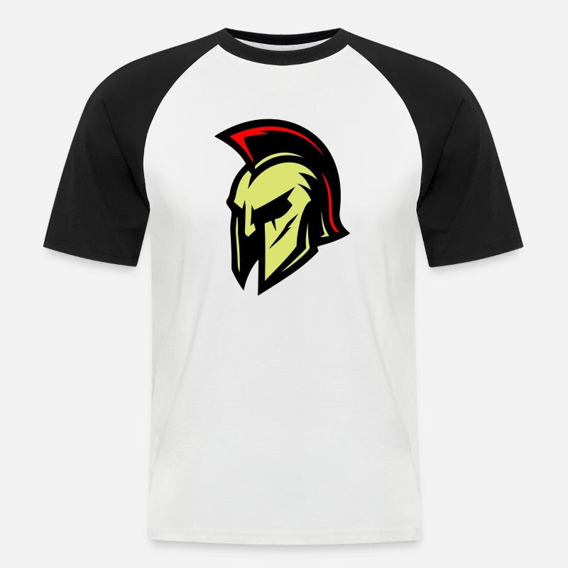 Gladiator Helm Sparta - Männer Baseball-T-Shirt - Weiß/Schwarz