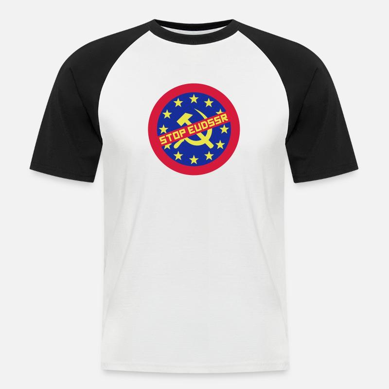 Stop EUdSSR - Männer Baseball-T-Shirt - Weiß/Schwarz