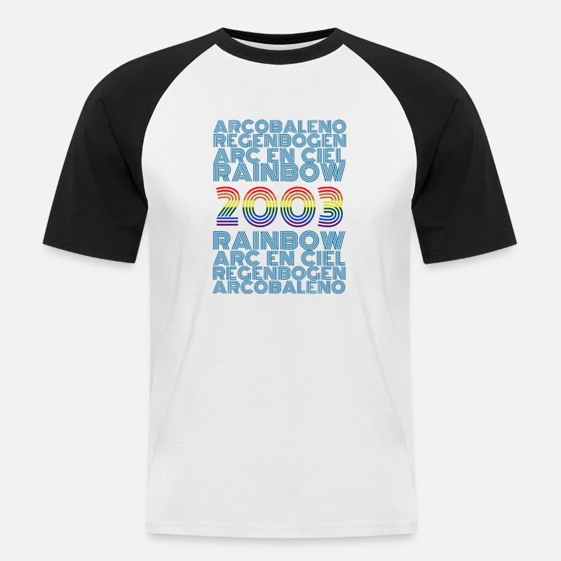 Rainbow 2003 - Männer Baseball-T-Shirt - Weiß/Schwarz