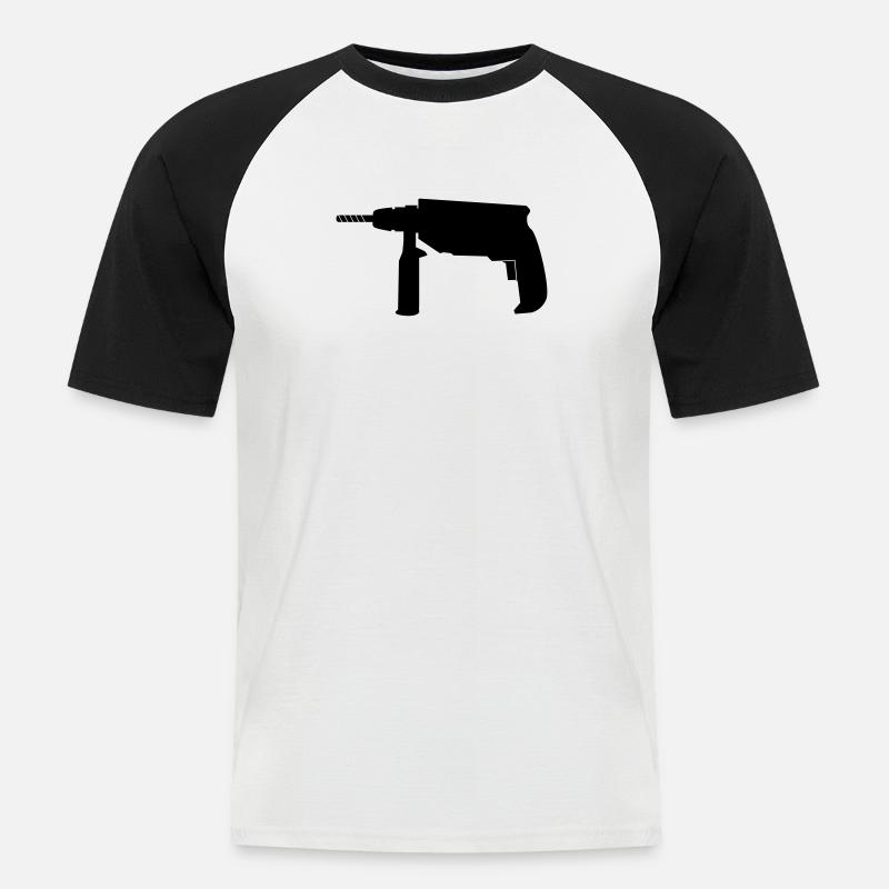 bohrer - Männer Baseball-T-Shirt - Weiß/Schwarz