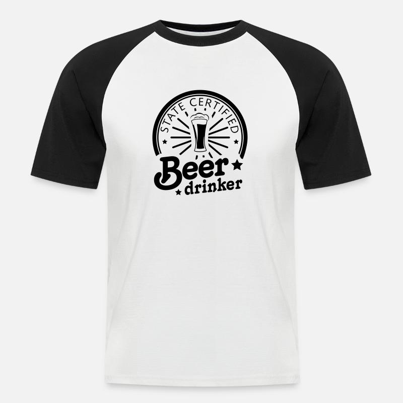 state certified beerdrinker - Männer Baseball-T-Shirt - Weiß/Schwarz
