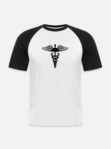 Caduceus - Männer Baseball-T-Shirt - Weiß/Schwarz