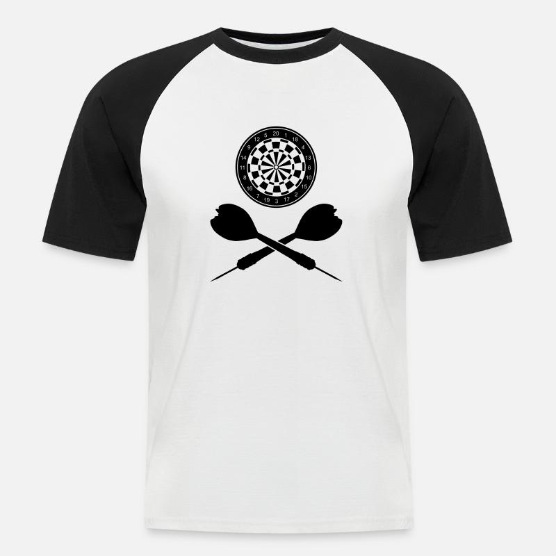 Gekreuzte Dartpfeile - Männer Baseball-T-Shirt - Weiß/Schwarz