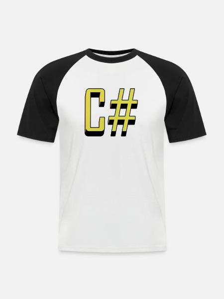 Programmiersprachen: C # / C sharp (Classic) - Männer Baseball-T-Shirt - Weiß/Schwarz