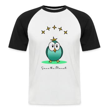 JOUR DE LA TERRE. ECOLOGIE. PLANETE. ENVIRONNEMENT - T-shirt baseball manches courtes Homme - blanc/noir - Devant - Nik (191cm)