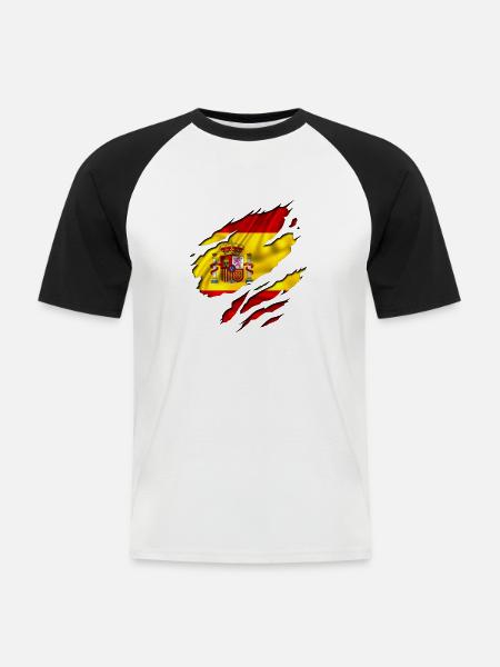 españa flagge spain - Männer Baseball-T-Shirt - Weiß/Schwarz