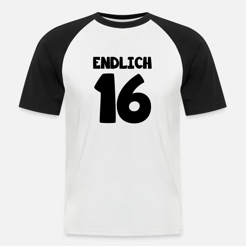 endlich16 - Männer Baseball-T-Shirt - Weiß/Schwarz