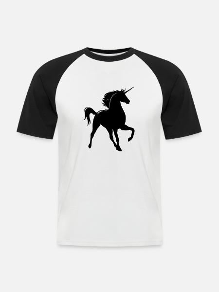 Einhorn silhouette kunst - Männer Baseball-T-Shirt - Weiß/Schwarz