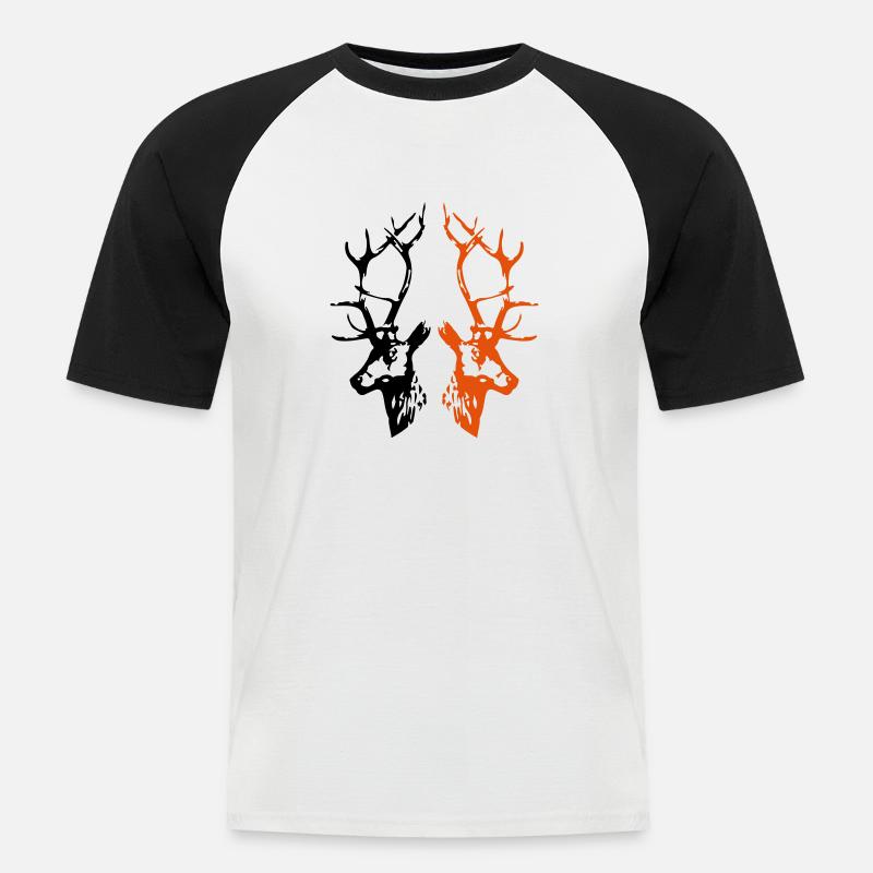 hirsche - Männer Baseball-T-Shirt - Weiß/Schwarz