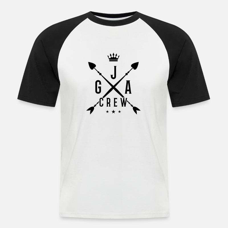 jga crew krone - Männer Baseball-T-Shirt - Weiß/Schwarz