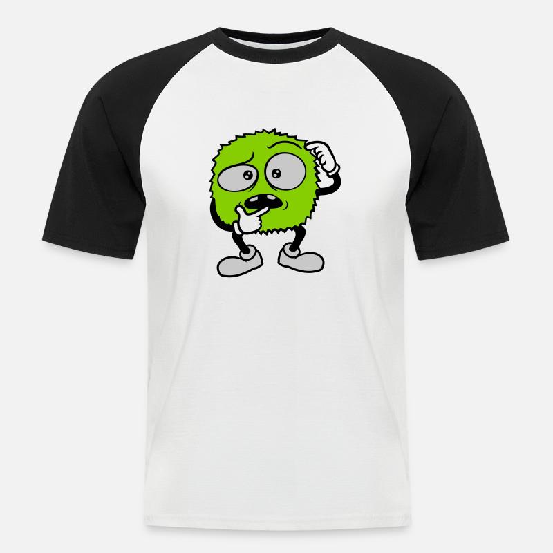 Comic skeptisches Gesicht Monster - Männer Baseball-T-Shirt - Weiß/Schwarz