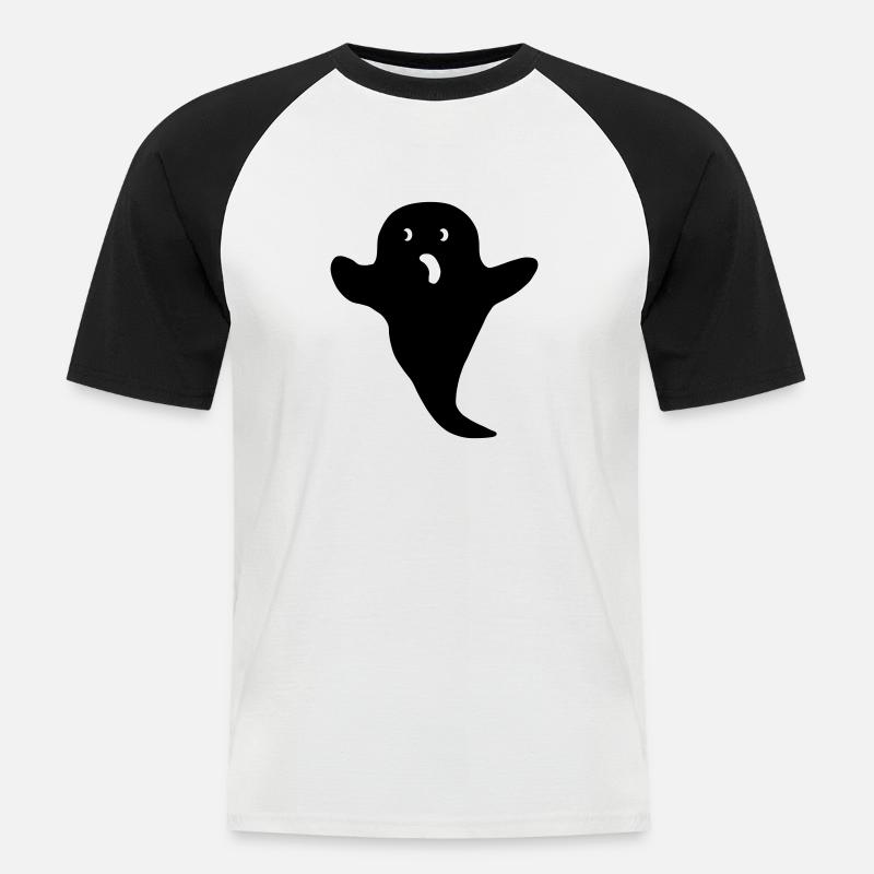 Ghosti2 - Männer Baseball-T-Shirt - Weiß/Schwarz