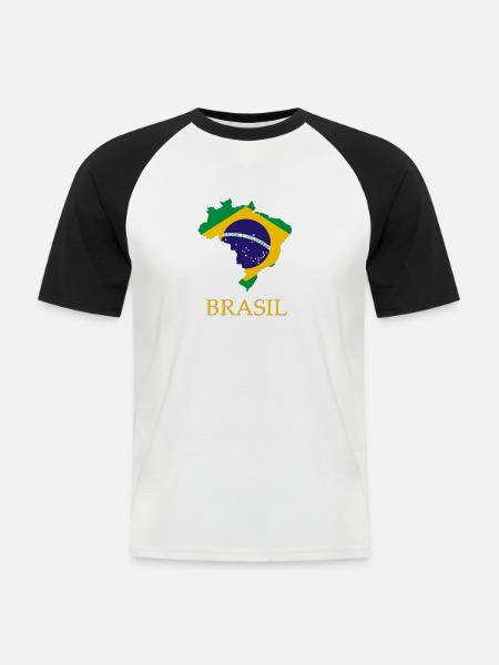 Brasil - Men's Baseball T-Shirt - white/black