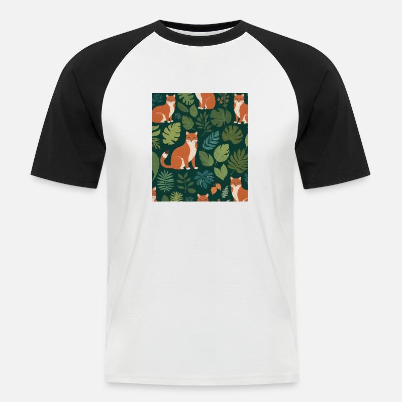 Ein Fuchs zwischen den Blättern - Männer Baseball-T-Shirt - Weiß/Schwarz