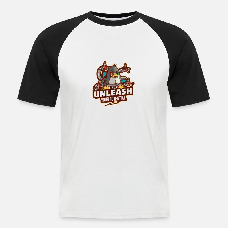 Linux unleash your potential - Men's Baseball T-Shirt - white/black