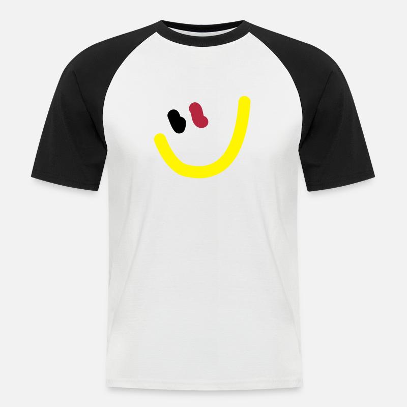 EM2018 DE (Smiley) - Männer Baseball-T-Shirt - Weiß/Schwarz