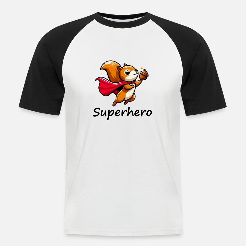 Eichhörnchen Superheld - Männer Baseball-T-Shirt - Weiß/Schwarz