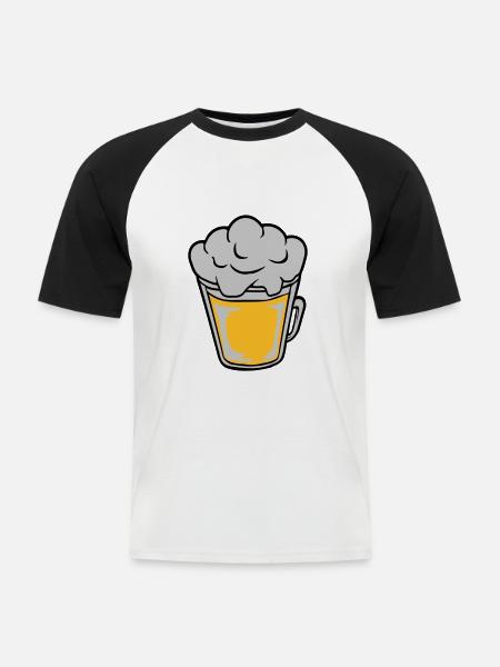 Comic beer from above - Men's Baseball T-Shirt - white/black