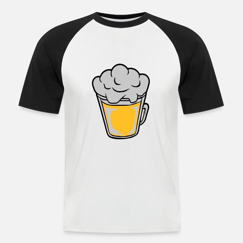Comic Bier von oben - Männer Baseball-T-Shirt - Weiß/Schwarz