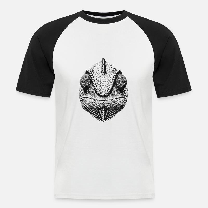 Chamäleon - Männer Baseball-T-Shirt - Weiß/Schwarz