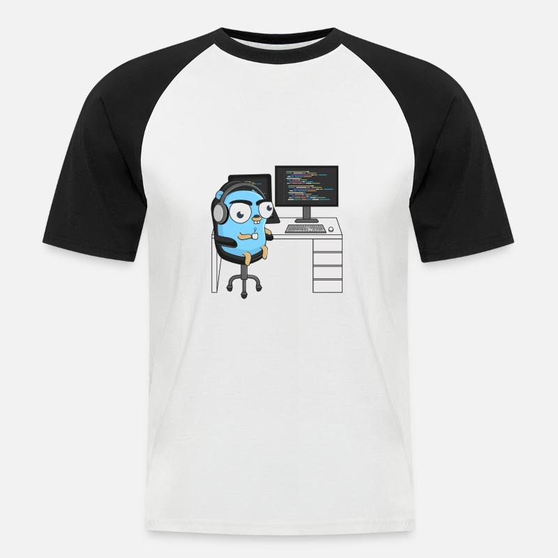 Gopher-Codierung - Männer Baseball-T-Shirt - Weiß/Schwarz