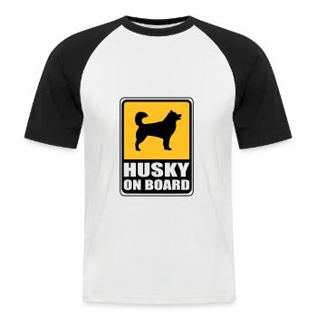 Sign - Shield - Husky on Board Musher-Shirts.de - Men's Baseball T-Shirt - white/black - Front - Nik (191cm)