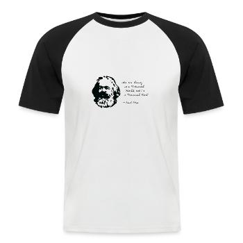 Karl Marx - I'm a Material Girl - Männer Baseball-T-Shirt - Weiß/Schwarz - Vorne - Nik (191cm)