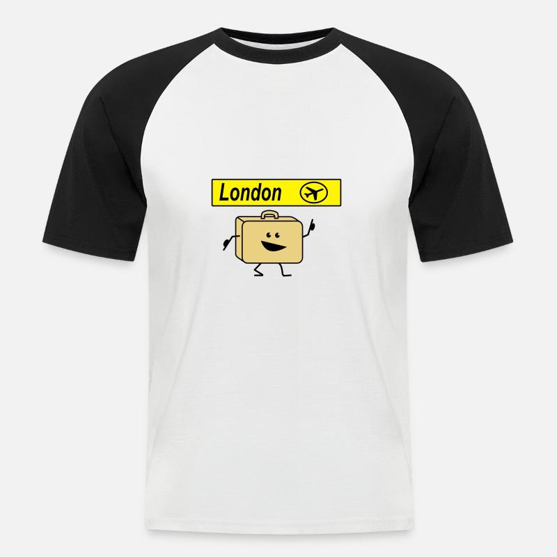 suitcase london - Männer Baseball-T-Shirt - Weiß/Schwarz