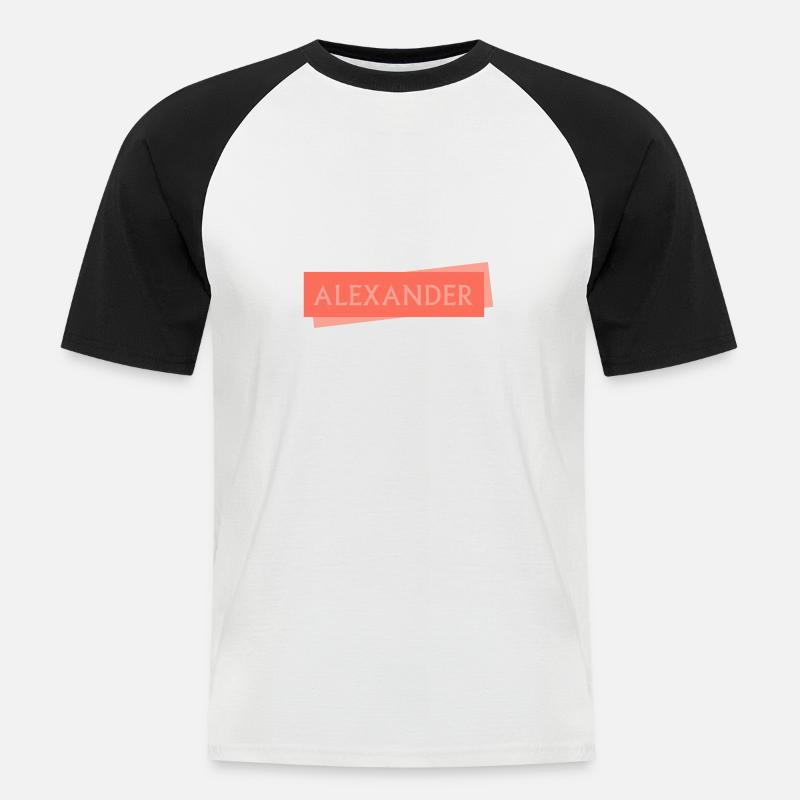 Schild ALEXANDER Alex Alexander - Männer Baseball-T-Shirt - Weiß/Schwarz