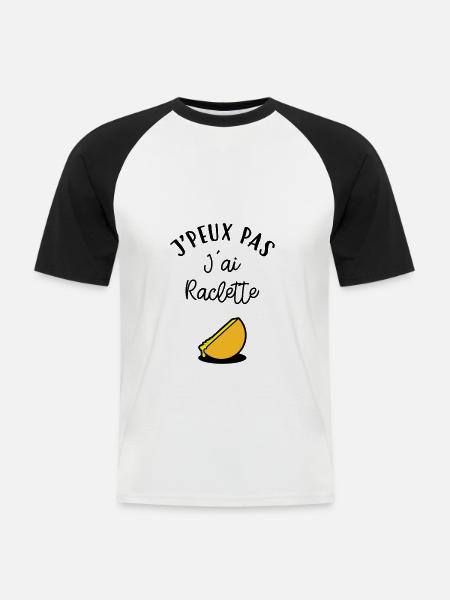J'peux pas J'ai Raclette - T-shirt baseball manches courtes Homme - blanc/noir