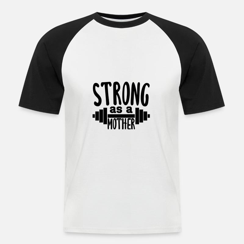 Stark wie eine Mutter - Männer Baseball-T-Shirt - Weiß/Schwarz