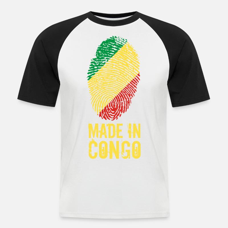 Made In Congo / Kongo - Männer Baseball-T-Shirt - Weiß/Schwarz