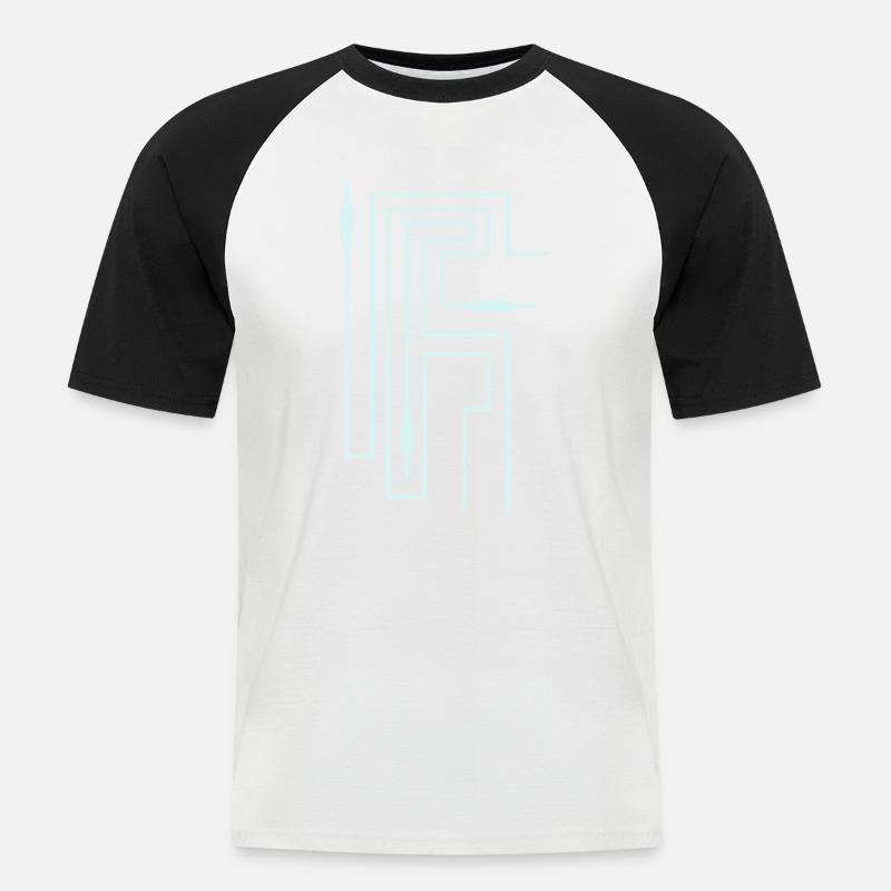TON TRON - Klinkestecker mit Kabel - Männer Baseball-T-Shirt - Weiß/Schwarz