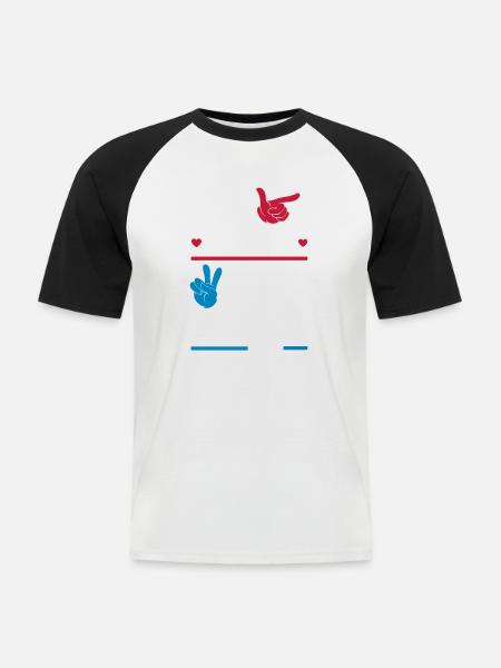ER HEIRATET JGA - Männer Baseball-T-Shirt - Weiß/Schwarz