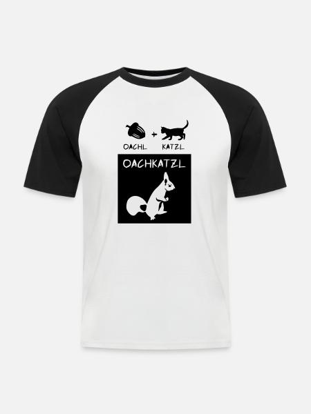 Eichhörnchen - Oachkatzl - Männer Baseball-T-Shirt - Weiß/Schwarz