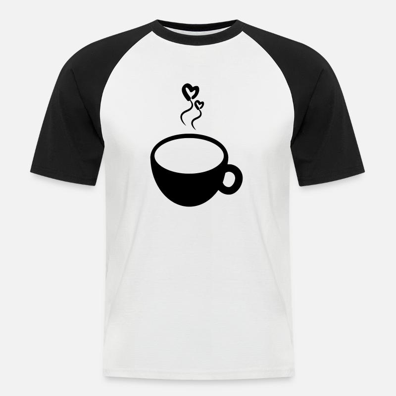Kaffeetasse - Männer Baseball-T-Shirt - Weiß/Schwarz