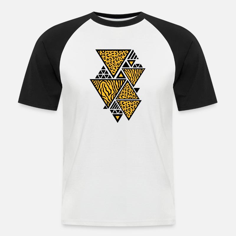 Triangle pattern (Tiger / Leopard) - Men's Baseball T-Shirt - white/black