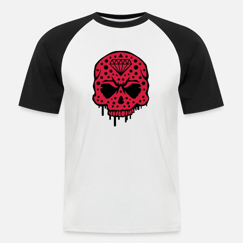 skull_diamond_graffiti_ce2 - Männer Baseball-T-Shirt - Weiß/Schwarz