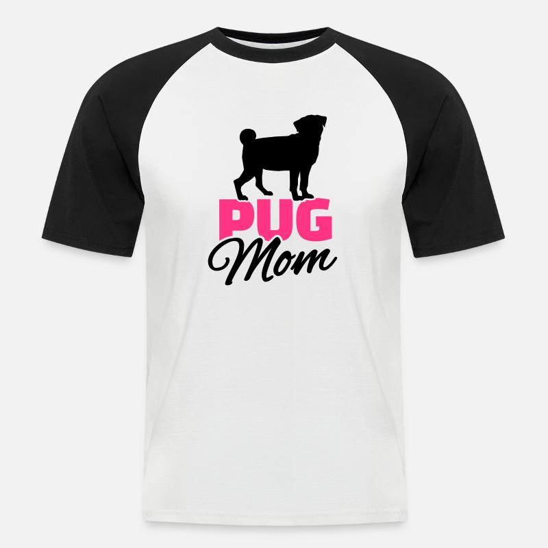 Mops - Männer Baseball-T-Shirt - Weiß/Schwarz