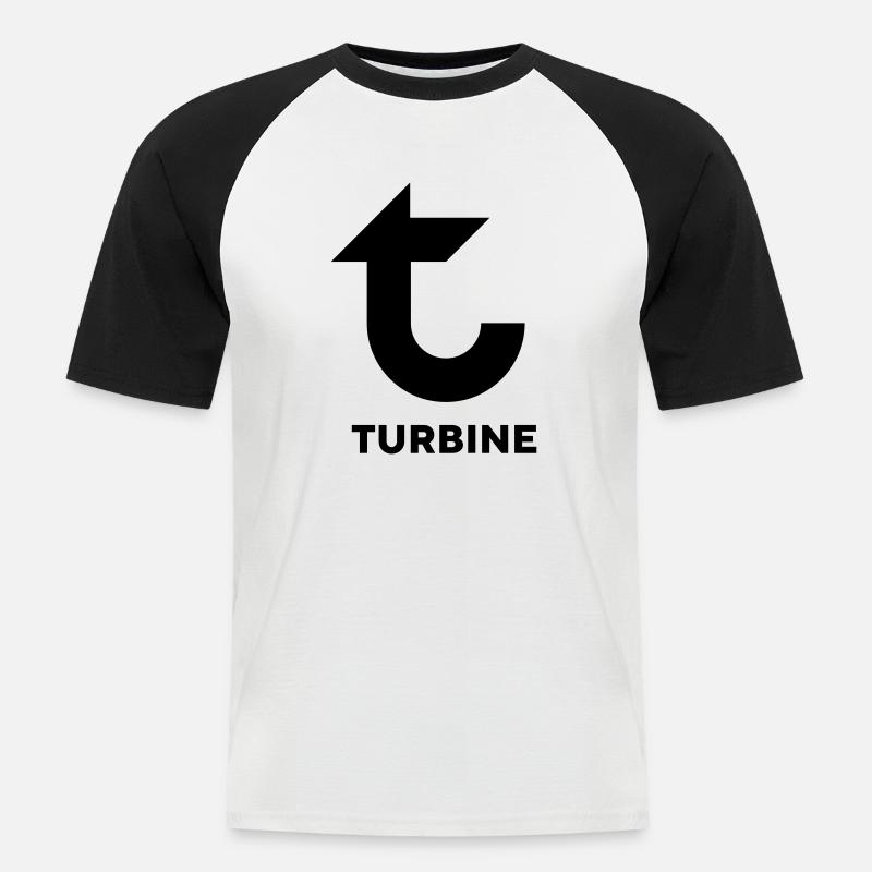 Turbine Basics - Männer Baseball-T-Shirt - Weiß/Schwarz