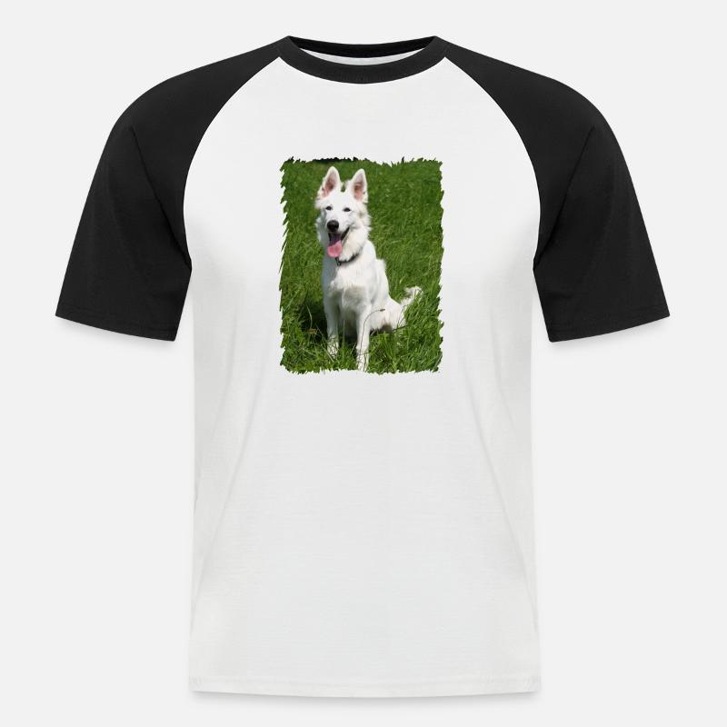 weißer Engel - Männer Baseball-T-Shirt - Weiß/Schwarz