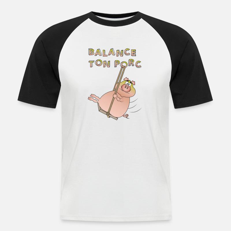 Schwinge dein Schwein - Männer Baseball-T-Shirt - Weiß/Schwarz