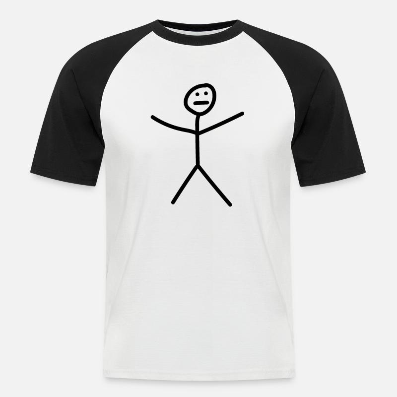 Bro Stickman - Männer Baseball-T-Shirt - Weiß/Schwarz