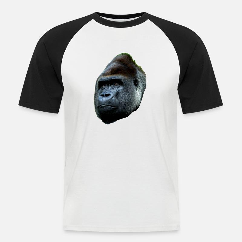 Gorilla cool simple - Männer Baseball-T-Shirt - Weiß/Schwarz