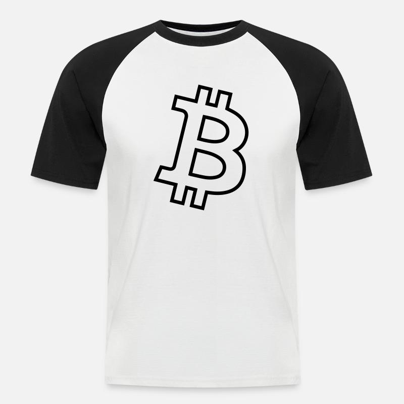 Bitcoin Log - Männer Baseball-T-Shirt - Weiß/Schwarz