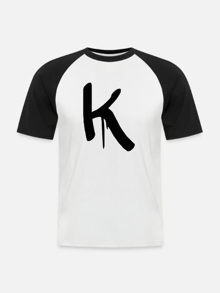 letter K - Men's Baseball T-Shirt - white/black