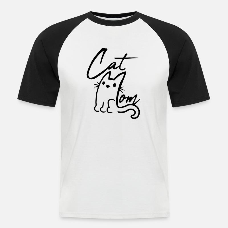 Cat Mom Text Logo - Männer Baseball-T-Shirt - Weiß/Schwarz