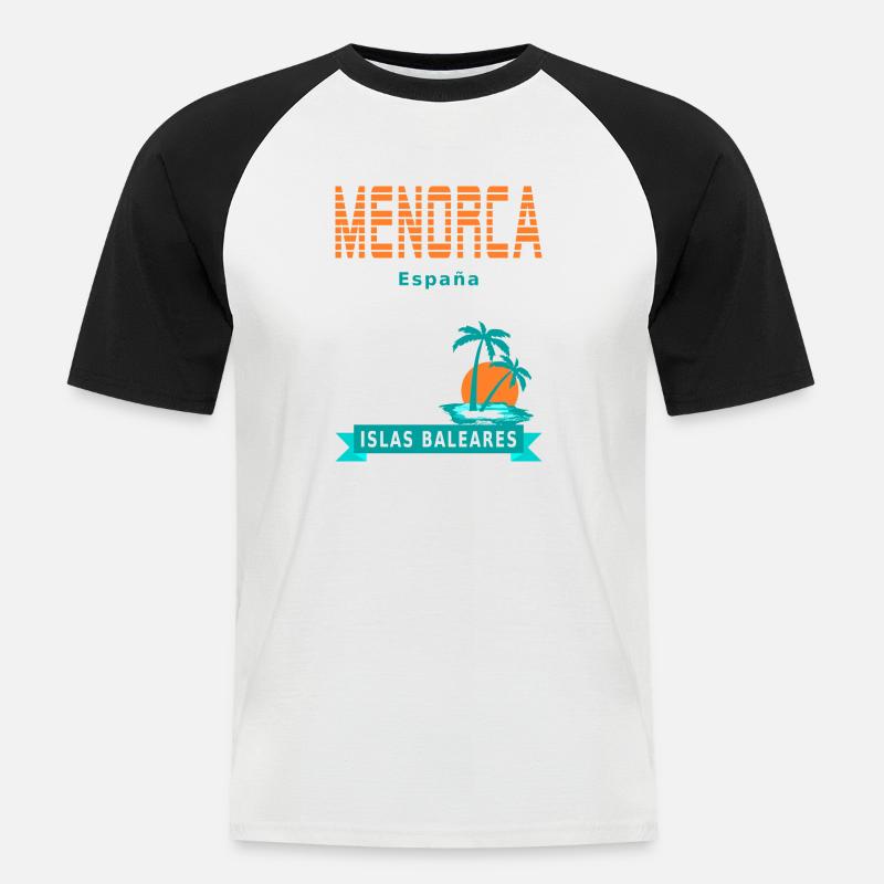 Menorca - Islas Baleares - Spanien - Männer Baseball-T-Shirt - Weiß/Schwarz
