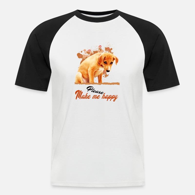 Bitte mach mich glücklich - Männer Baseball-T-Shirt - Weiß/Schwarz